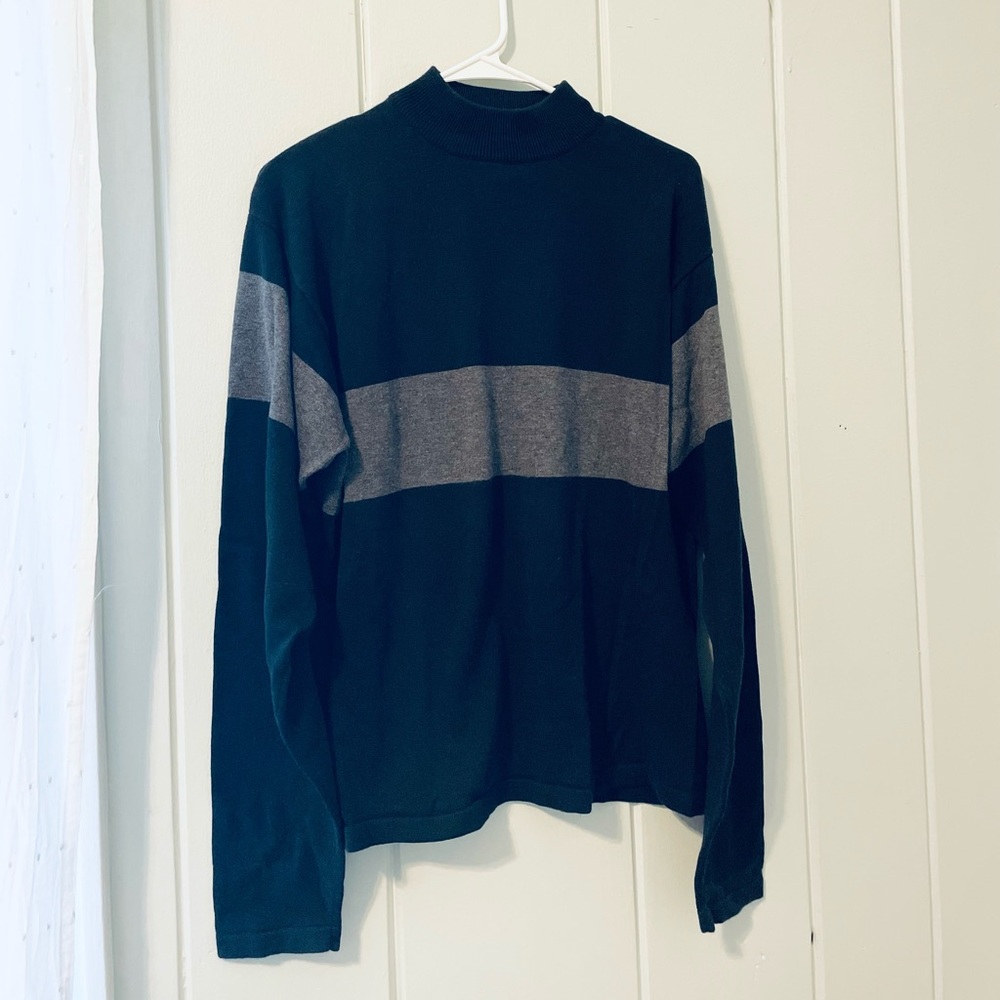 Croft & Barrow Mock Turtleneck Sweater / Black & Gray / M